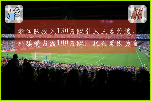 浙江队投入130万欧引入三名外援，朴镇燮占据100万欧，托利奇则为自由转会
